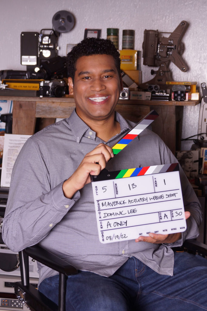 Dominic Lee with clapperboard